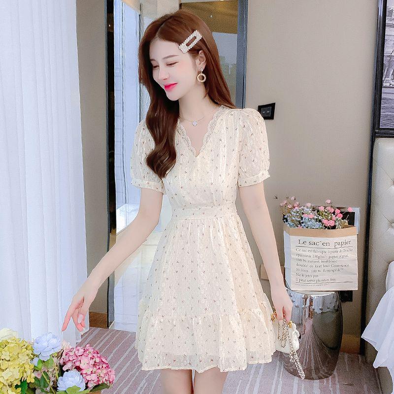 Abito Estivo 2025 Petite Chic Floreale Francese in Chiffon da Donna