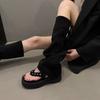 Retro two-wear toe stacking boots women's autumn new thick-soled herringbone high sandals trouser tube boots tide