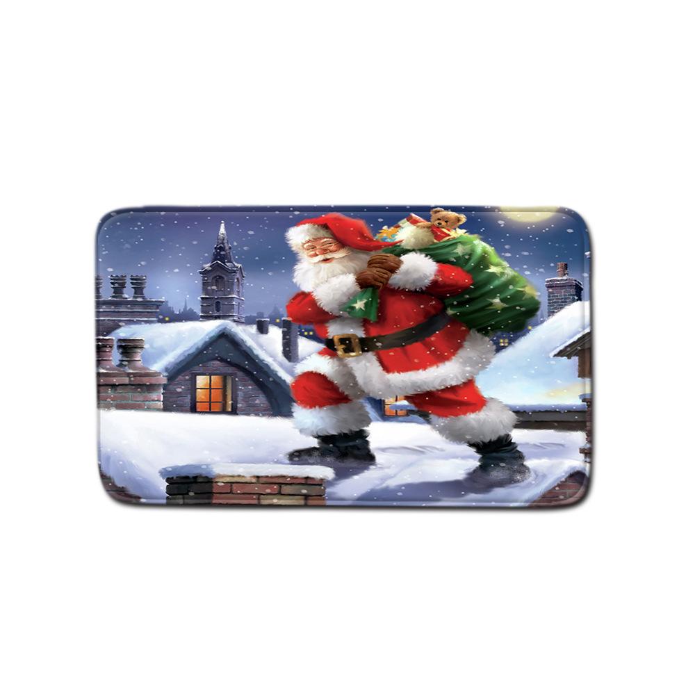 Christmas Shower Curtain Floor Mat Combination Four-Piece Set Bathroom Toilet Carpet Shower Room Mat Foot Mat