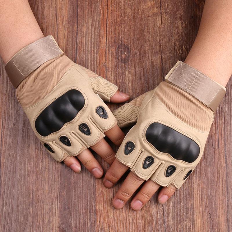 Guanti Tattici Fan Militari Prestazioni sul Campo Nero Outdoor Britannico Equitazione Taglio Resistente Sport Fitness Guanti a Metà Dito con Guscio Duro