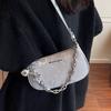 Silver Mobile Phone Small Bag Women's 2025 New High-end Fashion Shoulder Armpit Bag Super Fire Chain Messenger Bag