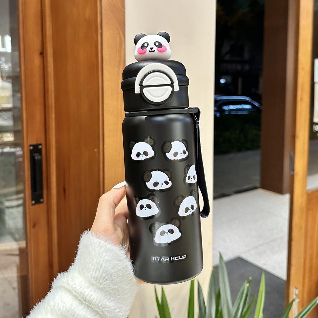 Thermosbecher Mädchen Neu Hoher Erscheinungsgrad Studenten mit Strohhalm Tragbar Begleitend Sommer Kaltwasserbecher