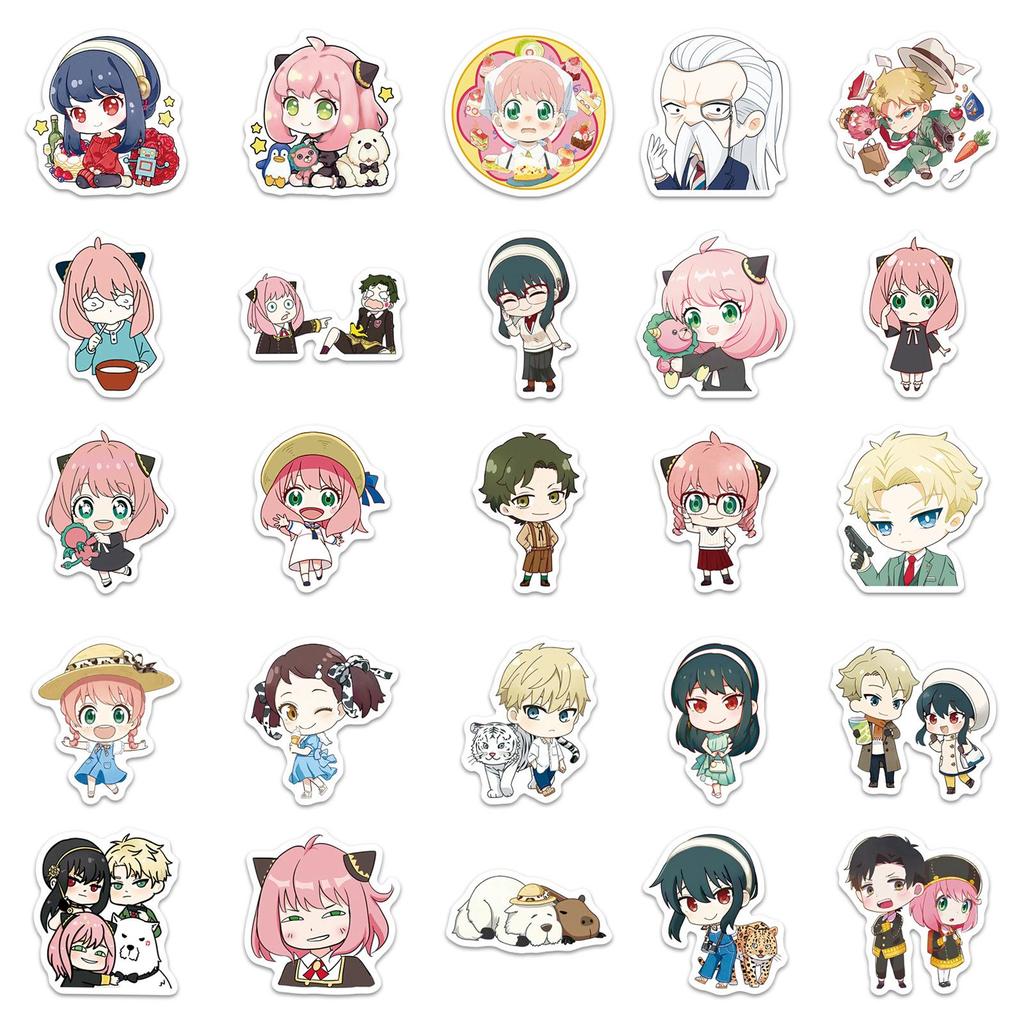 50 Pcs Spy x Family Cute Japanese Anime Stickers for Fridge, Laptop, Guitar, DIY