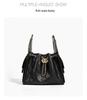 Caviar Hobo Drawstring Bucket Bag: Quilted Chain Shoulder Light Luxury Coco Style Suede