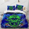 Artwork Unique Maple Weed Plant Green Death Skull Smoke Bedding Set Queen/King Size Duvet Cover Comforter Soft Cozy Home Textile