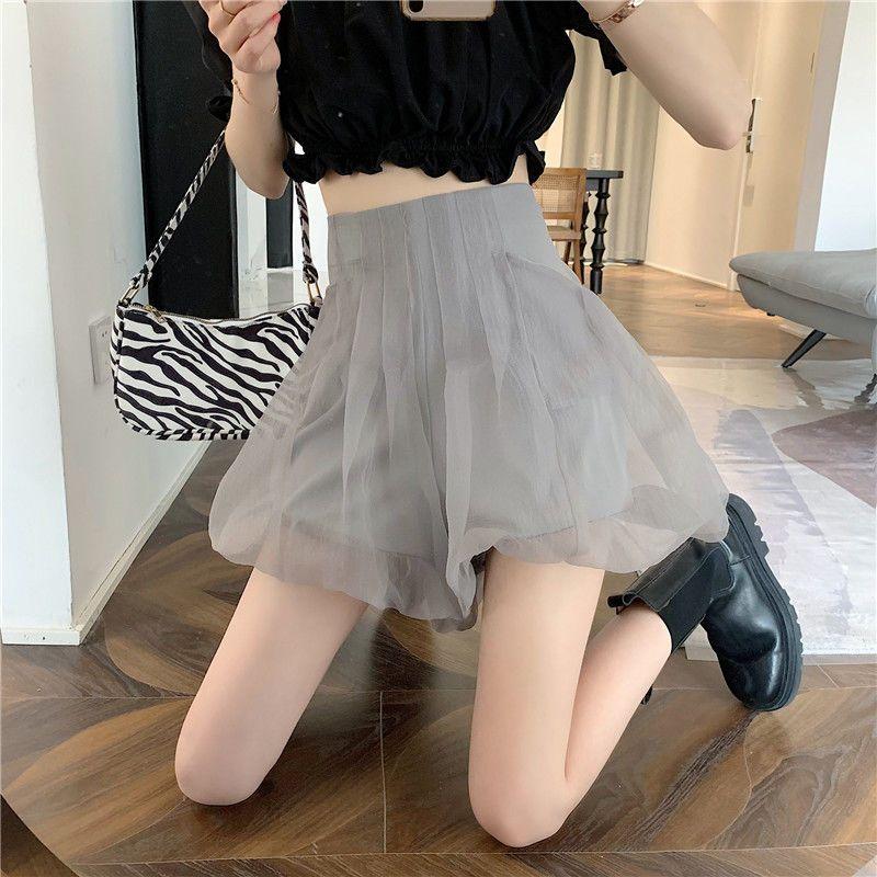 High-End Sexy A-Line Mini Skirt Women's Ins Student Puff Pleated Quick-Dry Shorts Summer