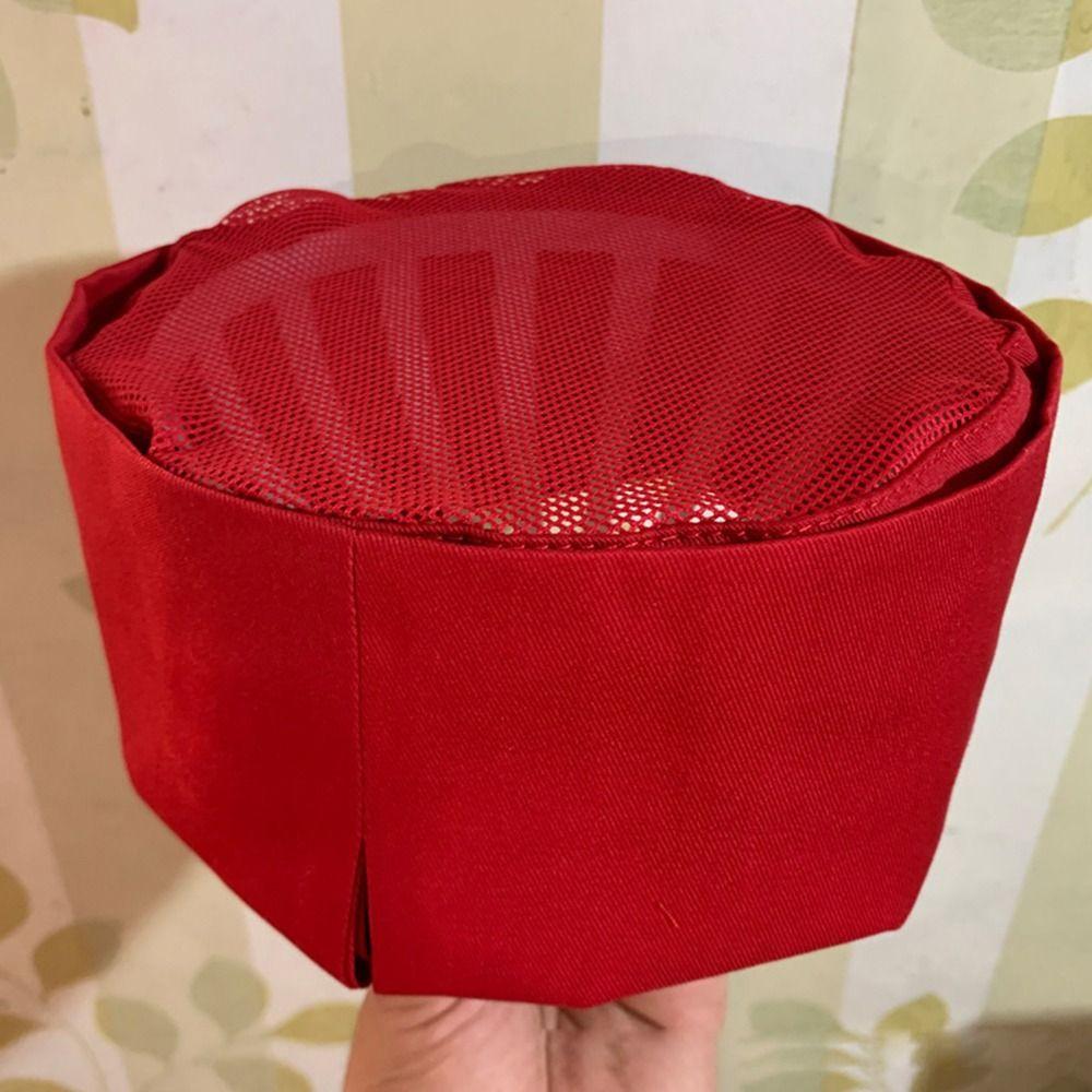 Men&Women Headwear Restaurant Kitchen Flat Cap Mesh Top Skull Cap Work Hat Catering Chef Hat