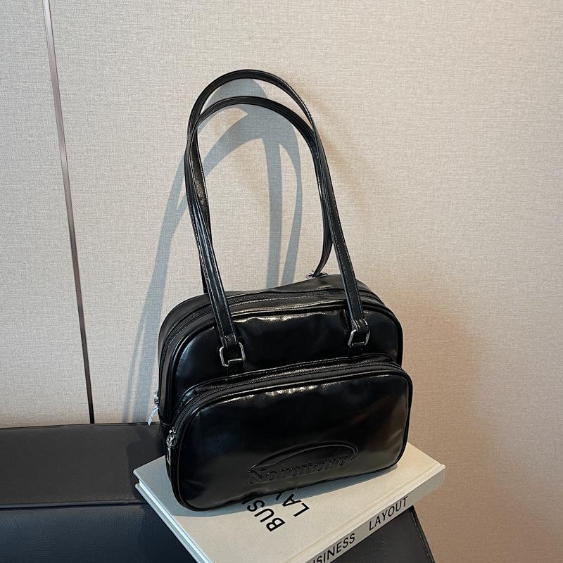 Korean Simple Casual Large-capacity Double Shoulder Tote Bag 2025 Spring New College Students Commuting Shoulder Bag