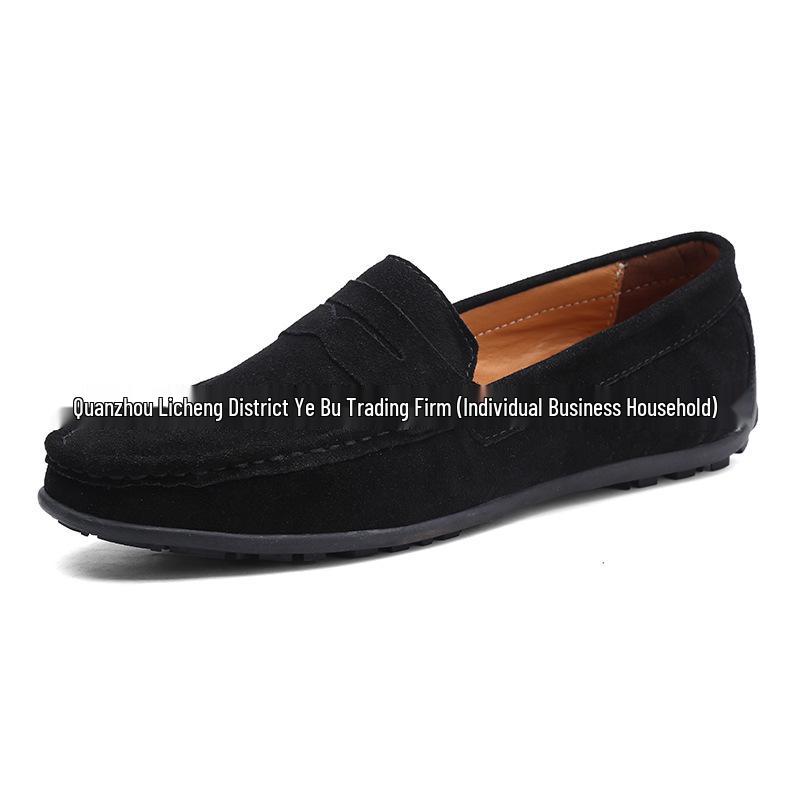 

Men s Frosted Leather Slip-on Loafers - Lightweight, Simple, Plus Size, Four Seasons Wear 46 чёрный