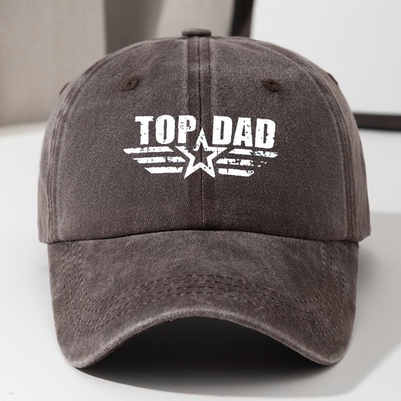 

1pc TOP DAD Printted Washed Baseball Cap,Classic Casual Retro Style Absorbent Strap,Lightweight Sun Protection for Daily Wear Adjustable коричневый