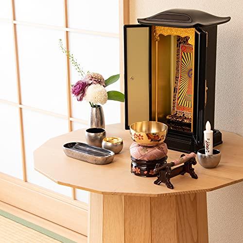 Sunmany Mini Orin Set, Authentic Maki-e 2.5-inch, Made in Japan, Modern Buddhist Altar Rin, Small and Cute, Cherry Blossom Design, Perfect for Daily O