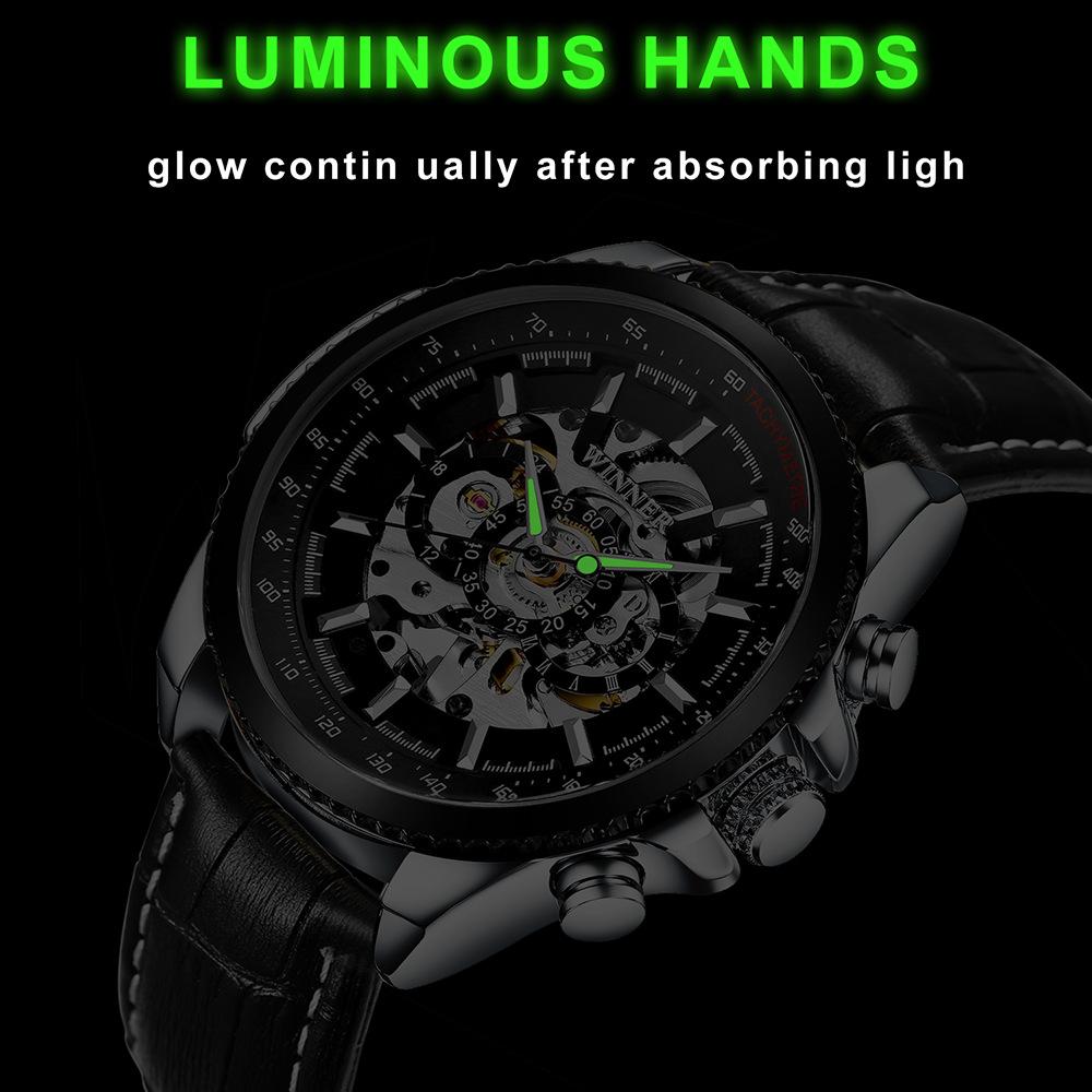 T-winner Men's Fashion Casual Hollow Mechanical Movement Automatic Mechanical Watch