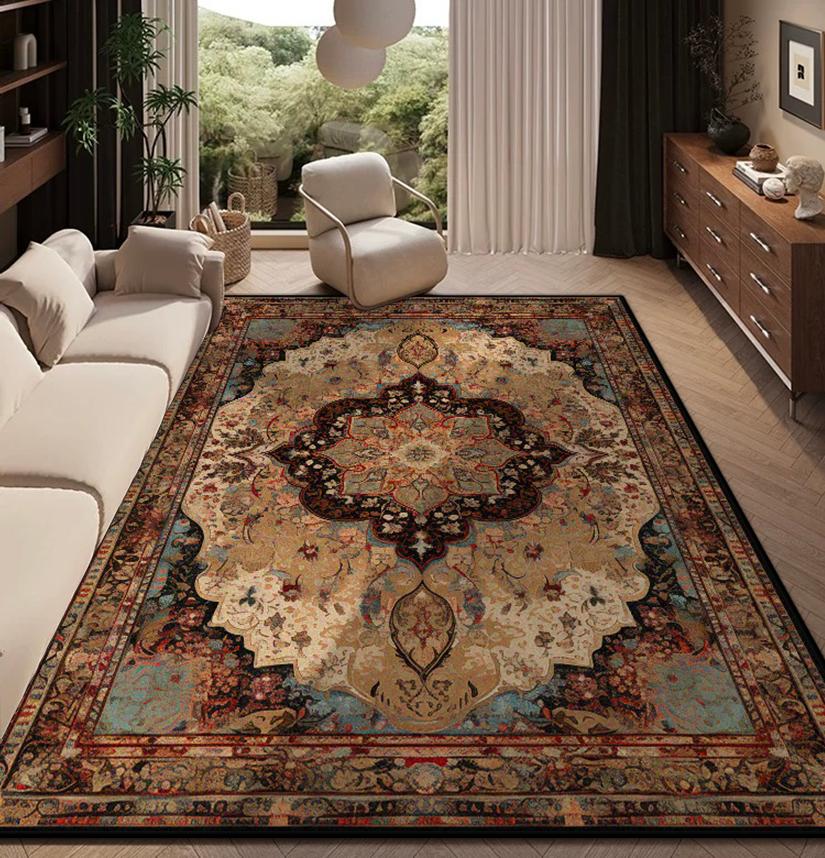 

Ковер для гостиной Персидский Ретро Декор Дом Спальня Прикроватный Мягкий Нескользящий Коврик На Пол Лаунж Легко Чистить Пушистый Плюшевый Ковер 60x90cm