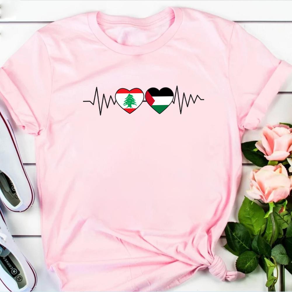 

Ливанское сердцебиение Футболка с графикой сердца Ливанские футболки Оливковая футболка с кедрами Унисекс Топы с короткими рукавами 3XL