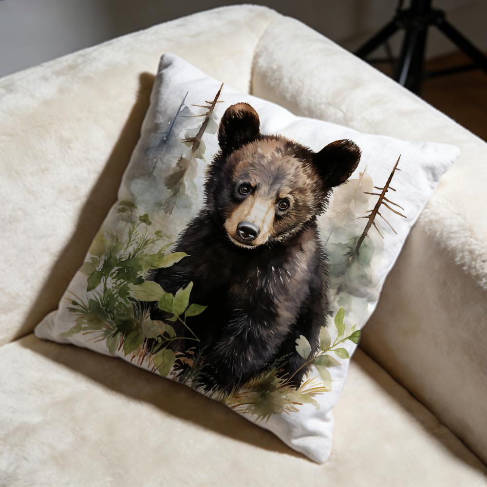 Hot HHoney Bear Paintinged Cushion Cover Soft Decorative Pillow Case Suitable for Bedroom Sofa Car Travel Use