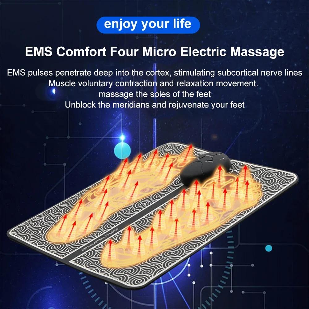 Electric EMS Foot Massager Pad Foot Massage Mat Feet Muscle Stimulator Improve Blood Circulation Relieve Ache Pain Health Care