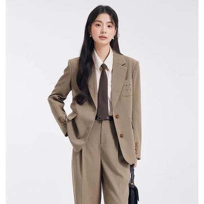Completo da Donna Classico Due Pezzi Blazer e Pantaloni Abbigliamento Formale da Ufficio Primavera Autunno Outfit Semplice Elegante