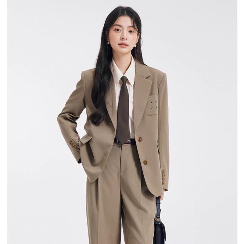 Women Suit Set Classic  Two Piece Blazer and Pants Formal Office Wear Spring Autumn Simple Elegant Outfit