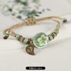 Retro ceramic flower woven bracelet niche literary hand rope small fresh bell bracelet female