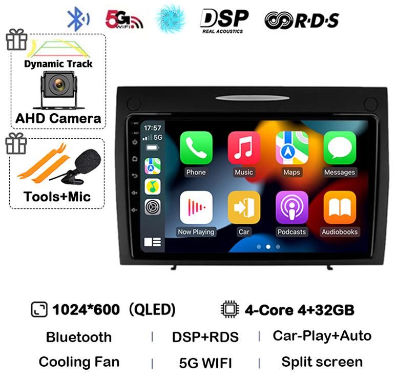 Android 14 Carplay Auto For Mercedes Benz SLK Class R171 SLK200 SLK280 SLK300 2000-2011 Car Radio Multimedia Video Player Stereo
