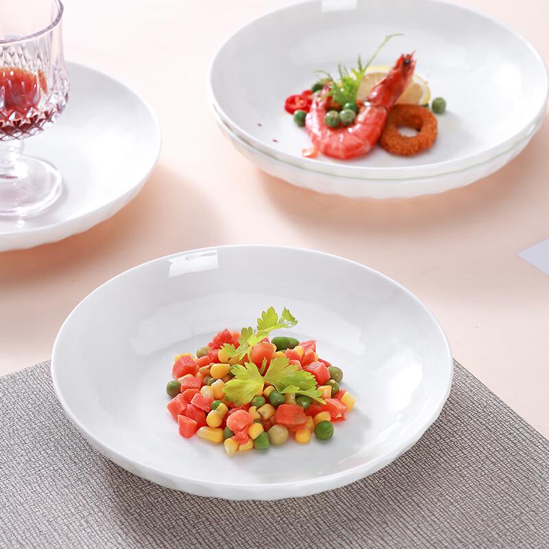 Sky Top Pure White Embossed Bone China Dinner Plates - Crystal Series