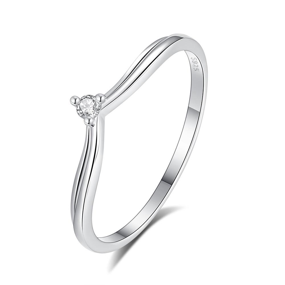 

Minimalist V-Shaped Crown Ring: Stackable S925 Silver Single Stone Women s Index Finger Ring Size 8