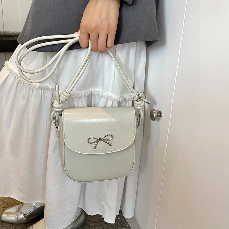 Trendy Korean Style Butterfly Bow Small Shoulder Bag For Women 2024 Summer Edition Medium Size Black White Silver Red