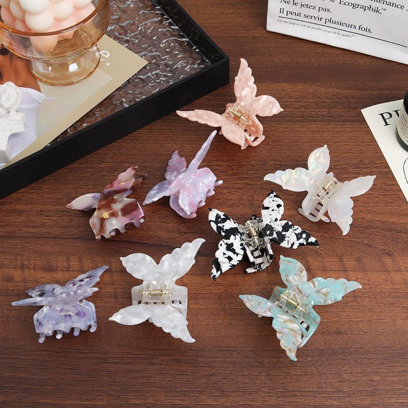 Wysokiej Jakości Damskie Acetatowe Kolorowe Motylkowe Klamry Eleganckie Ozdobne Wsuwki Długo Trzymająca Opaska Akcesoria do Włosów