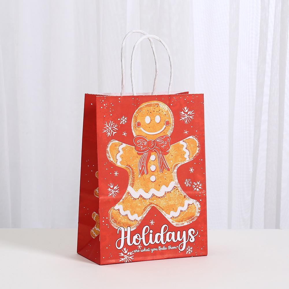 Christmas Gingerbread Man Kraft Paper Tote Bag for Gifts and Shopping