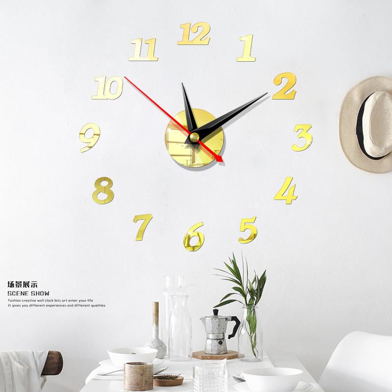 3D DIY Wall Clock Frameless Mirror Wall Clock Stickers Home Decoration for Living Room Bedroom