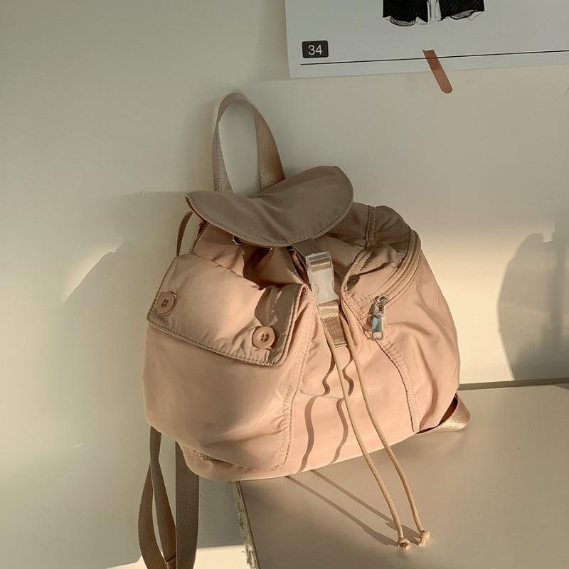 Spring and Autumn New Drawstring Small Backpack Girls Trend College Student Backpack Versatile Class Nylon Bag