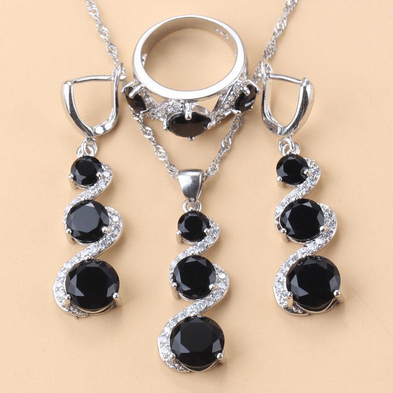 Mark  Wedding Dress Costume Bridal-Bridesmaid Jewelry Blue Stone Earrings And Ring Women Necklace Set Free Gift Box