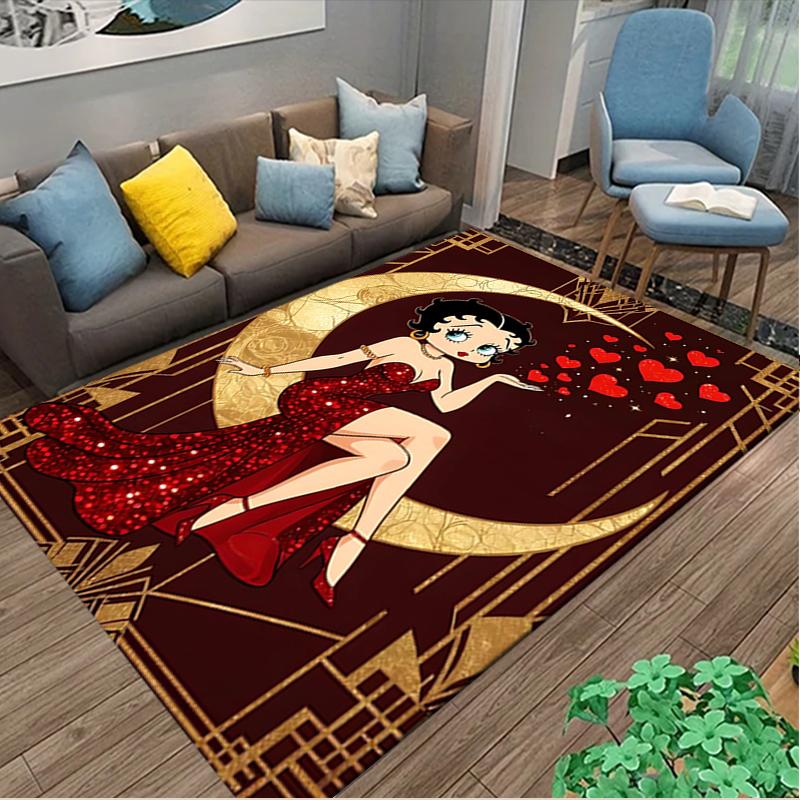 [1pc Betty Boop Office Carpet] Easy Maintenance Chair Rug for Conference Room Use, Durable Area Sofa Floor Mat