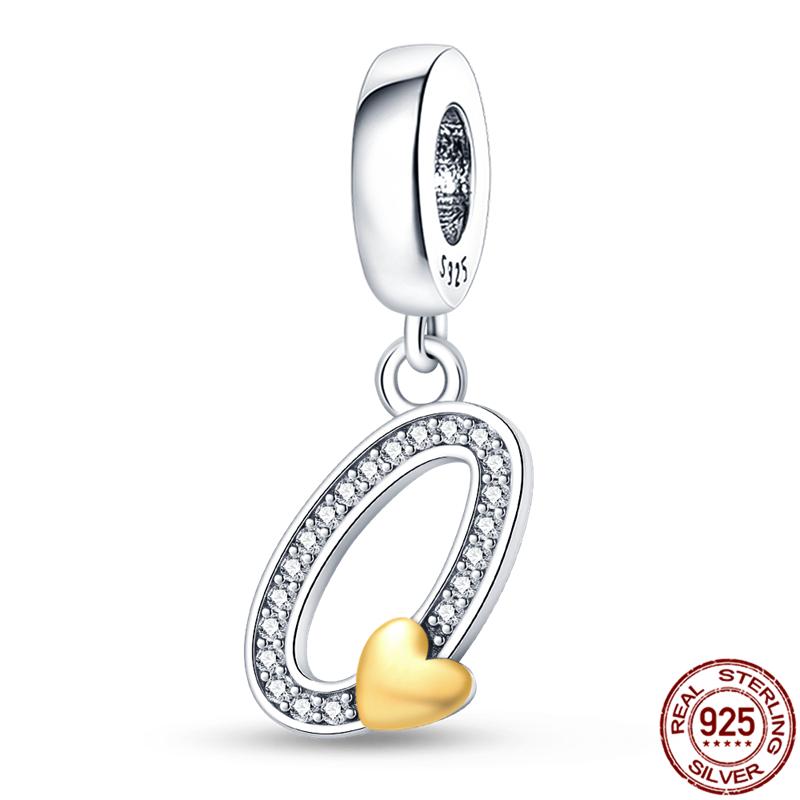 Original Design Anhänger Zirkon Herzform 26 englische Buchstaben A-Z Charm Perlen Passend 925 Original Armband Halskette Schmuck