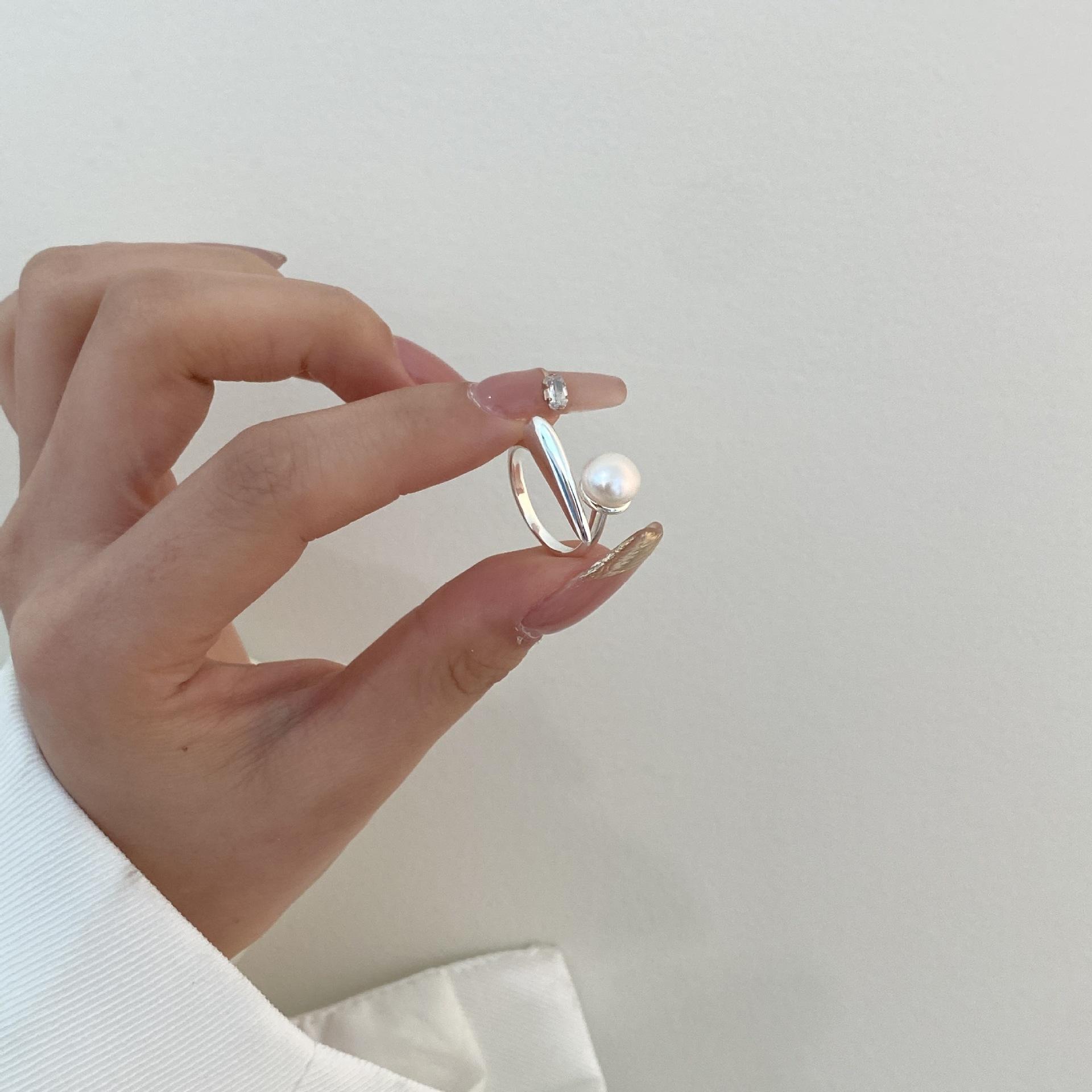 

New in 925 Sterling Silver Irregular Pearl Adjustable Rings For Women Vintage Luxury Jewelry Wholesale Everything resizable серебряный