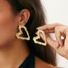 Salircon Exquisite Goldfarbe Herz Ohrstecker Damen Trendy Unregelmäßig Gekräuselt Geometrisch Hohl Metall Ohrring Schmuck