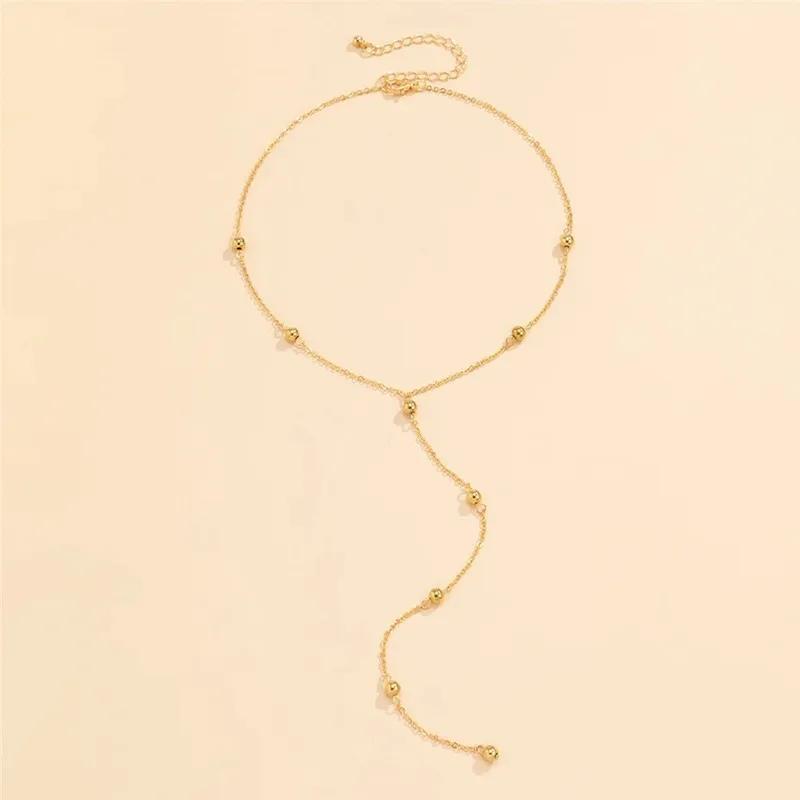 2024 New Minimalism Fashionable Long Tassel Necklace for Women Girls Vintage Chest Thin Chain Ball Pendant Neck  Gifts