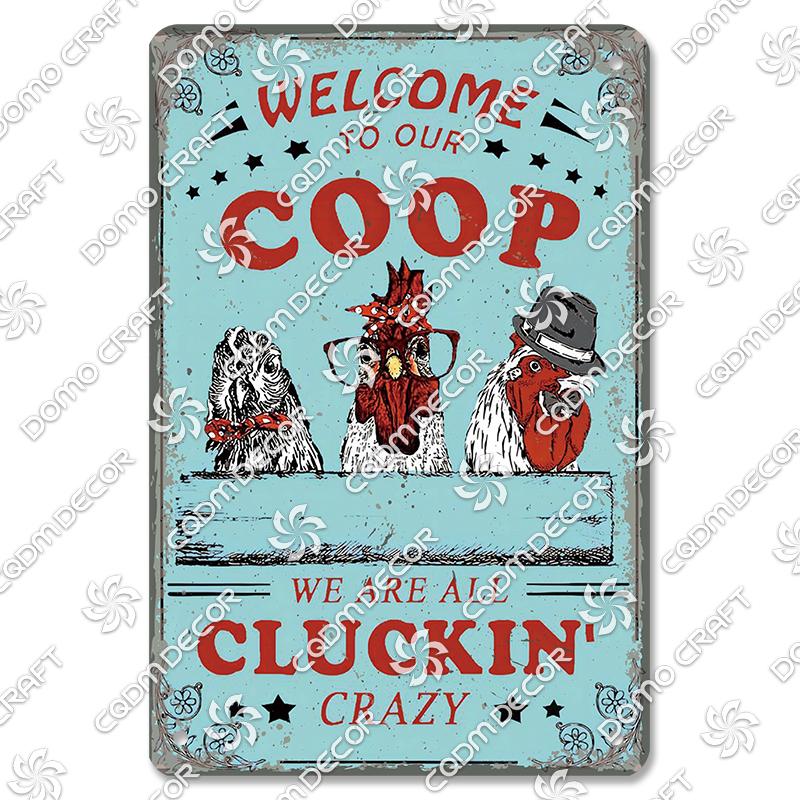 Retro Chicken Poster Metal Tin Signs Rooster Hen Eggs Metal Plate Vintage Wall Decor Club Farm Chicken Coop