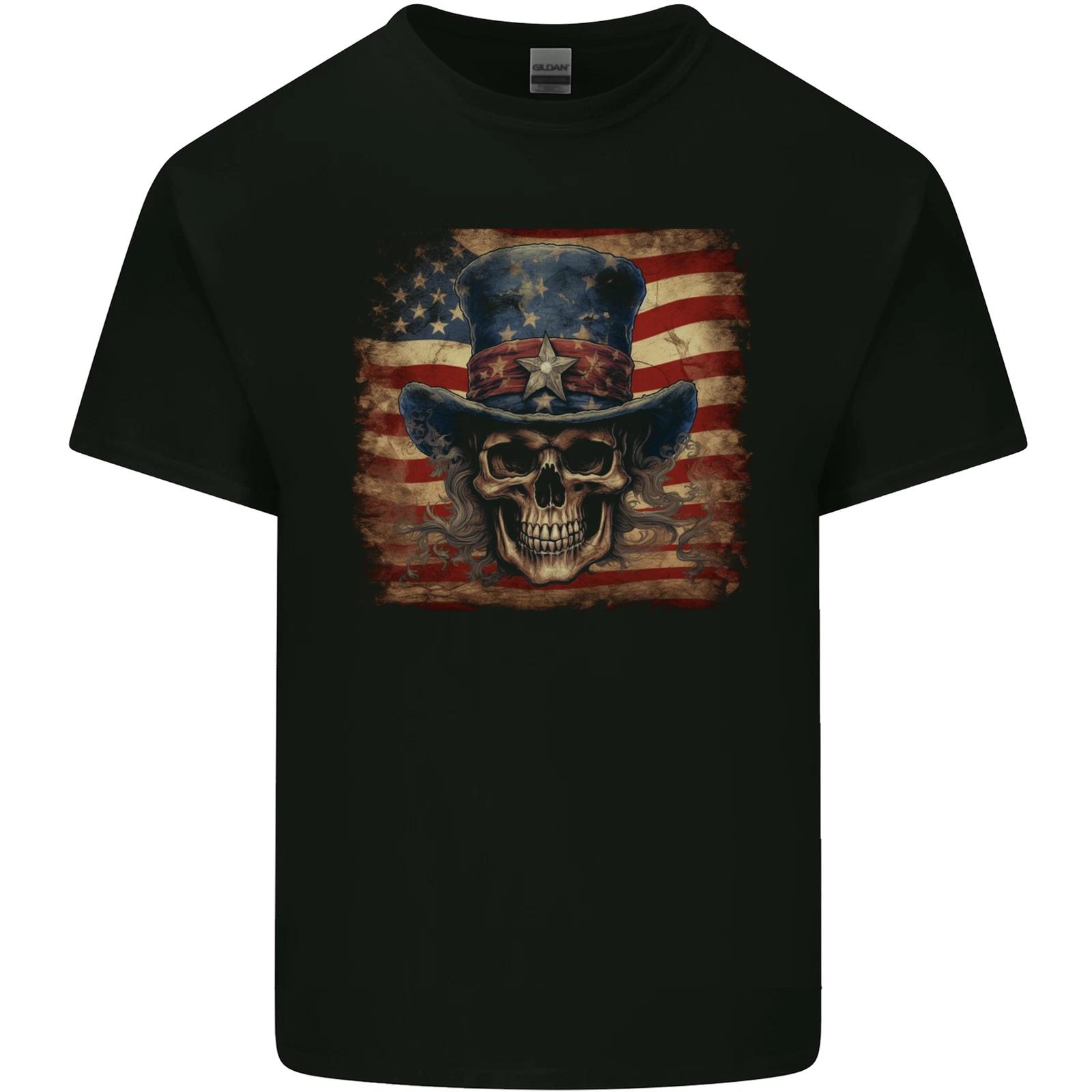 Uncle Sam Skull With USA Flag Fantasy America Kids T-Shirt Childrens S