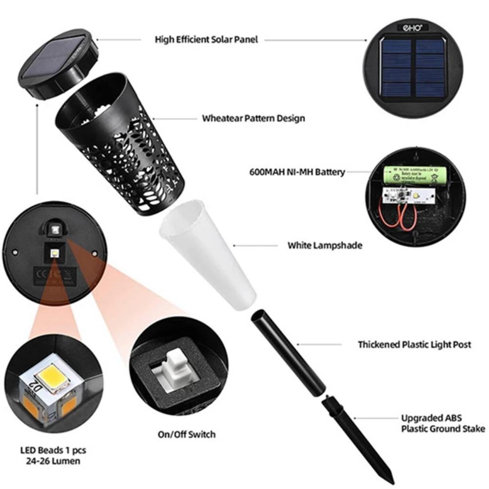 

Солнечные фонари, наружное садовое освещение, водонепроницаемые садовые фонари, ландшафтный светильник на солнечных батареях для патио, дорожек, двора, садового декора Warm+color light 4pcs