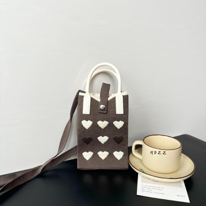 New Love Mobile Phone Bag High-end Knitted Bag Popular Cartoon Cute Portable Storage Messenger Bag