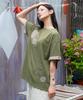 RuNaKi'Hu' Wxt096 Nagorikuru Applique Roll-Up T-Shirt (Khaki)