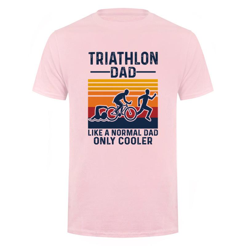 Triathlon Dad T Shirt Unisex Vintage Sports Graphic Tee Swimming Cycling Running Gift For Dad Father Day Casual Shirt DA