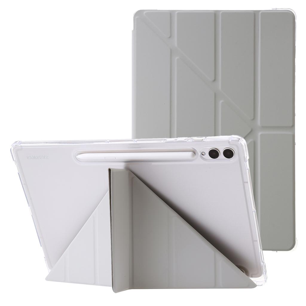 For Samsung Galaxy Tab S10+ Case PU Leather Origami Stand Clear Tablet Cover