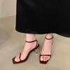 Fashion Footwear Square Toe Fashion Pumps Women Medium Heels Shoes Ankle Buckle Strap Female Shallow Ladies Thin Metal Heels Shoes