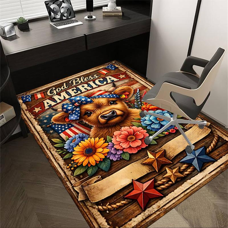 

1PC American Flag Cow Non-Slip Floor carpet, Office, family, bedroom, Studio - Large Area Rug, Vibrant Colors-C0459 60cm by 90cm