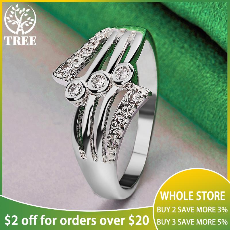 ALITREE 925 Sterling Silver Zircon Crystal Wing Ring For Women Rings Lady Fashion Engagement Wedding Party Jewelry Birthday Gift