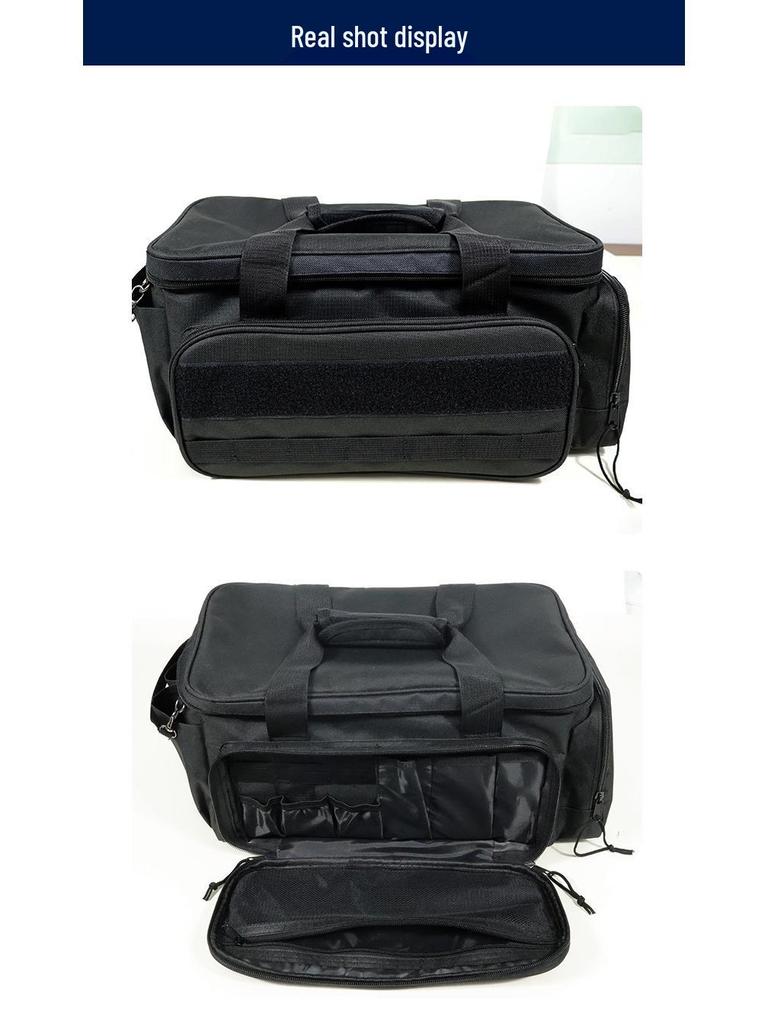 Sac de rangement d'outils tactique noir amélioré avec couvercle de support, fond épais, antidérapant, résistant à l'usure.