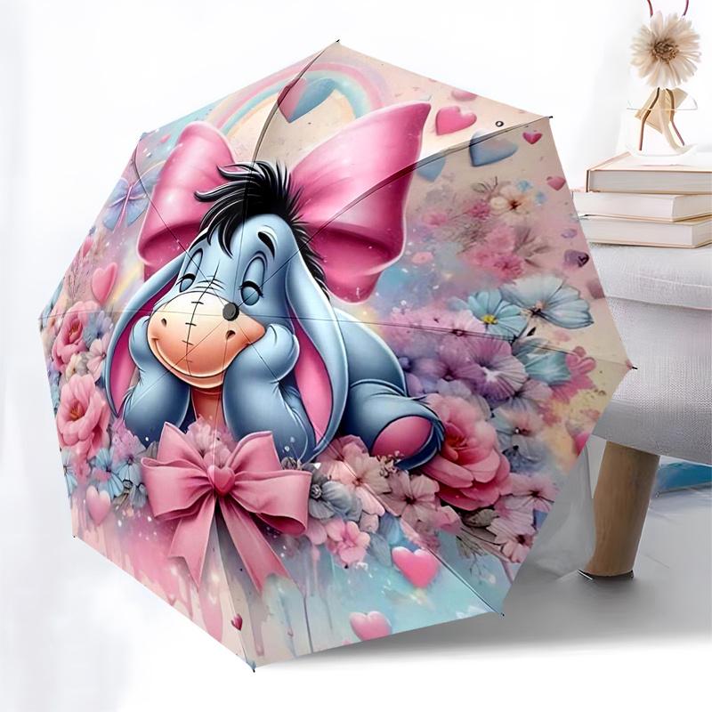 Winnie and Friends Themed Travel Umbrella-8 Ribs Automatic Opening and Closing, Portable Folding Design, Compact and Stylish Umbrella