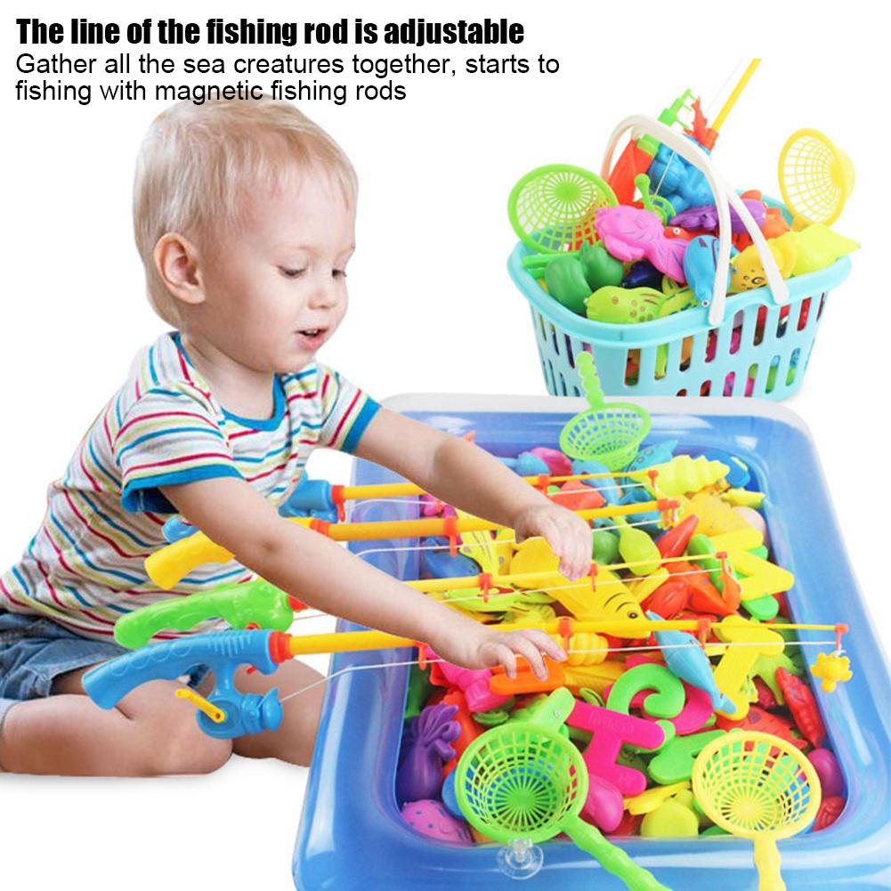 39pcs Set Magnetic Fishing Toy Fish Rod Net Set Playing Game Educational Toys Baby Kids Gift